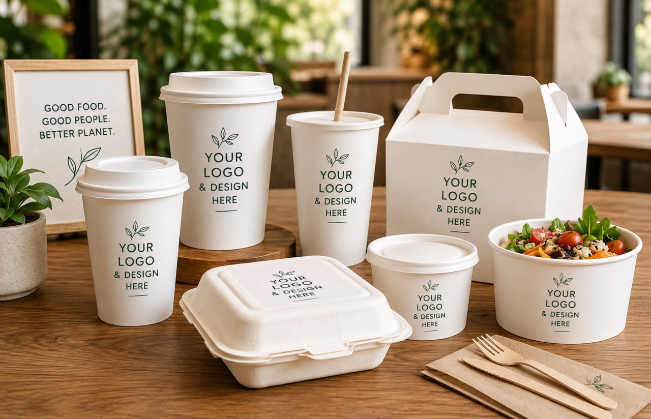 Custom-branded paper coffee cup
